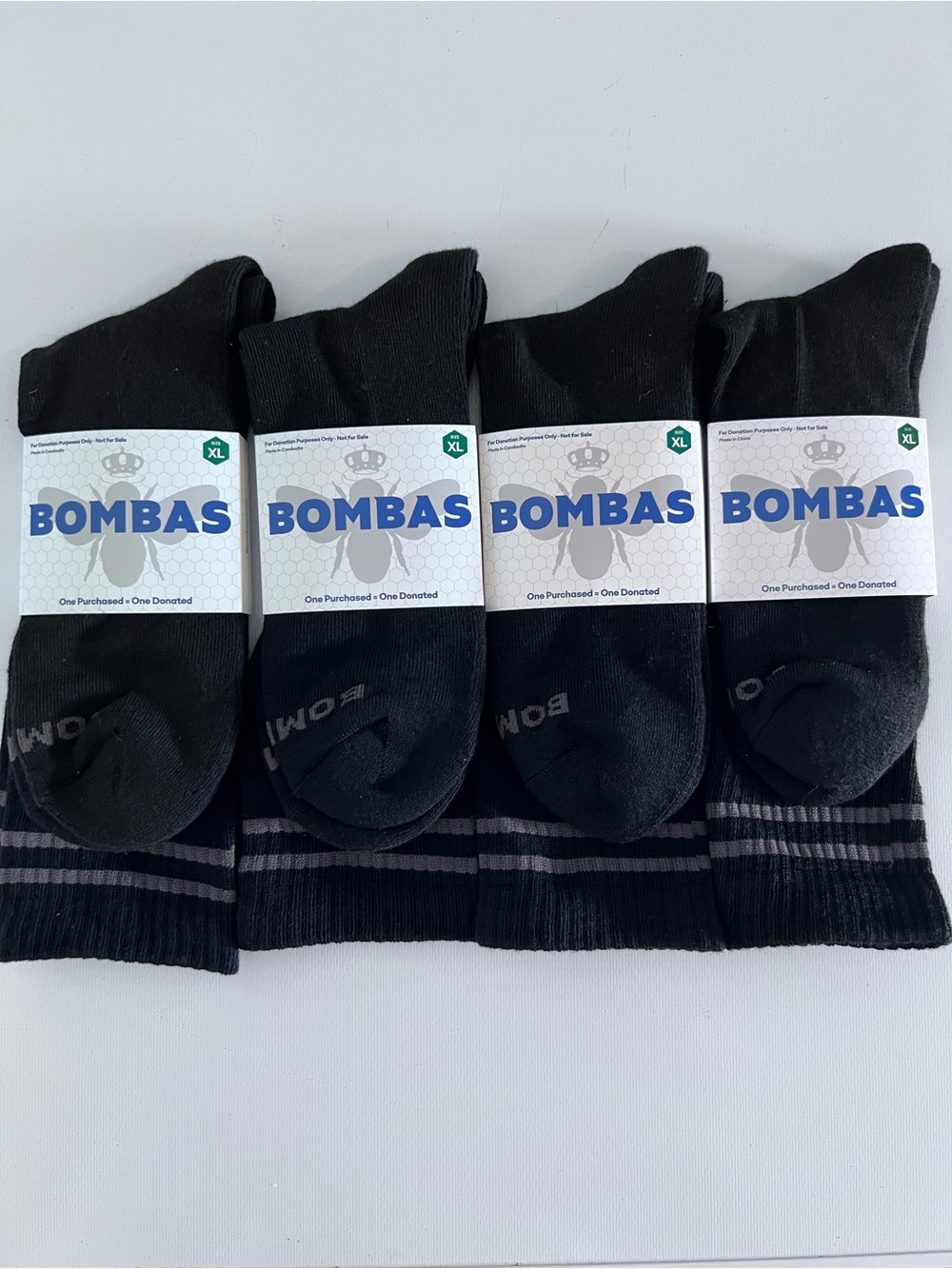 Bombas XL Black Crew Socks - Pack of 4